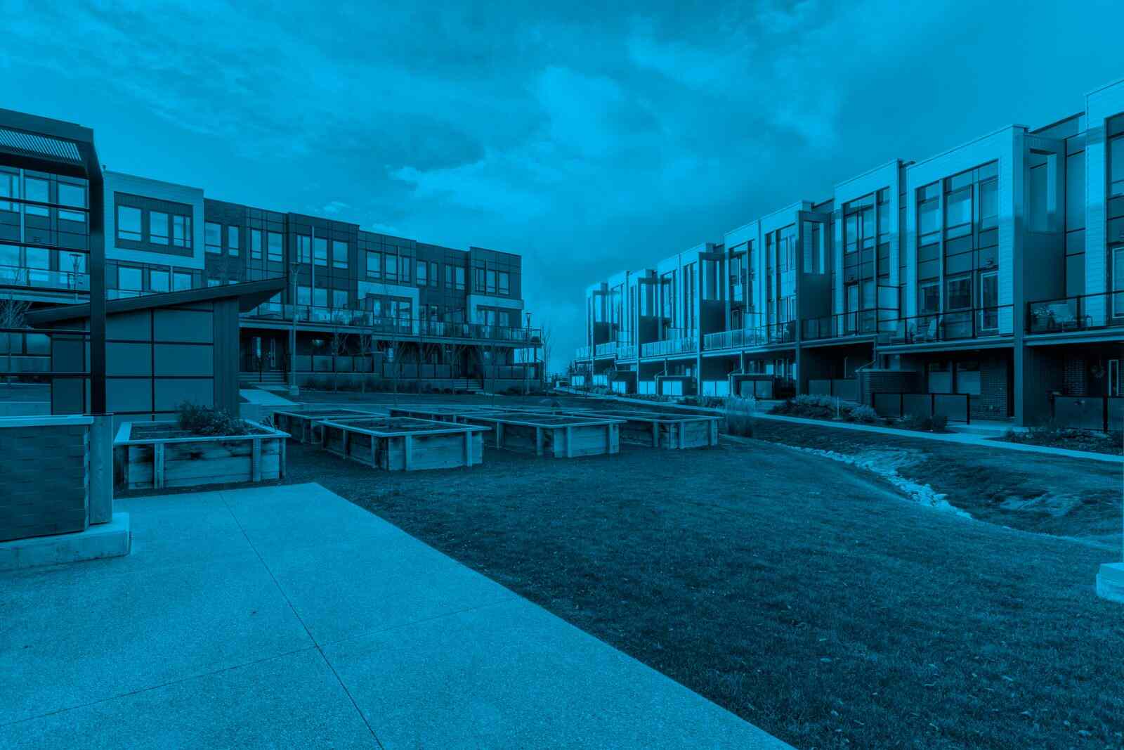 Modern townhouse condominium community supported by a condo management system to streamline property maintenance, communication, and daily operations.